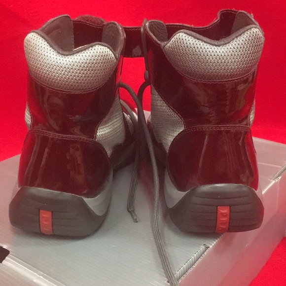 Prada Calzature Uomo Wine Grey Shoes, Size 9 - Picture 2 of 8